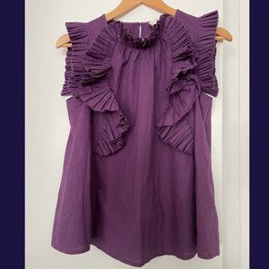 Sea New York Tivoli Pleated Ruffle Tank | Color: Iris | Size: 4